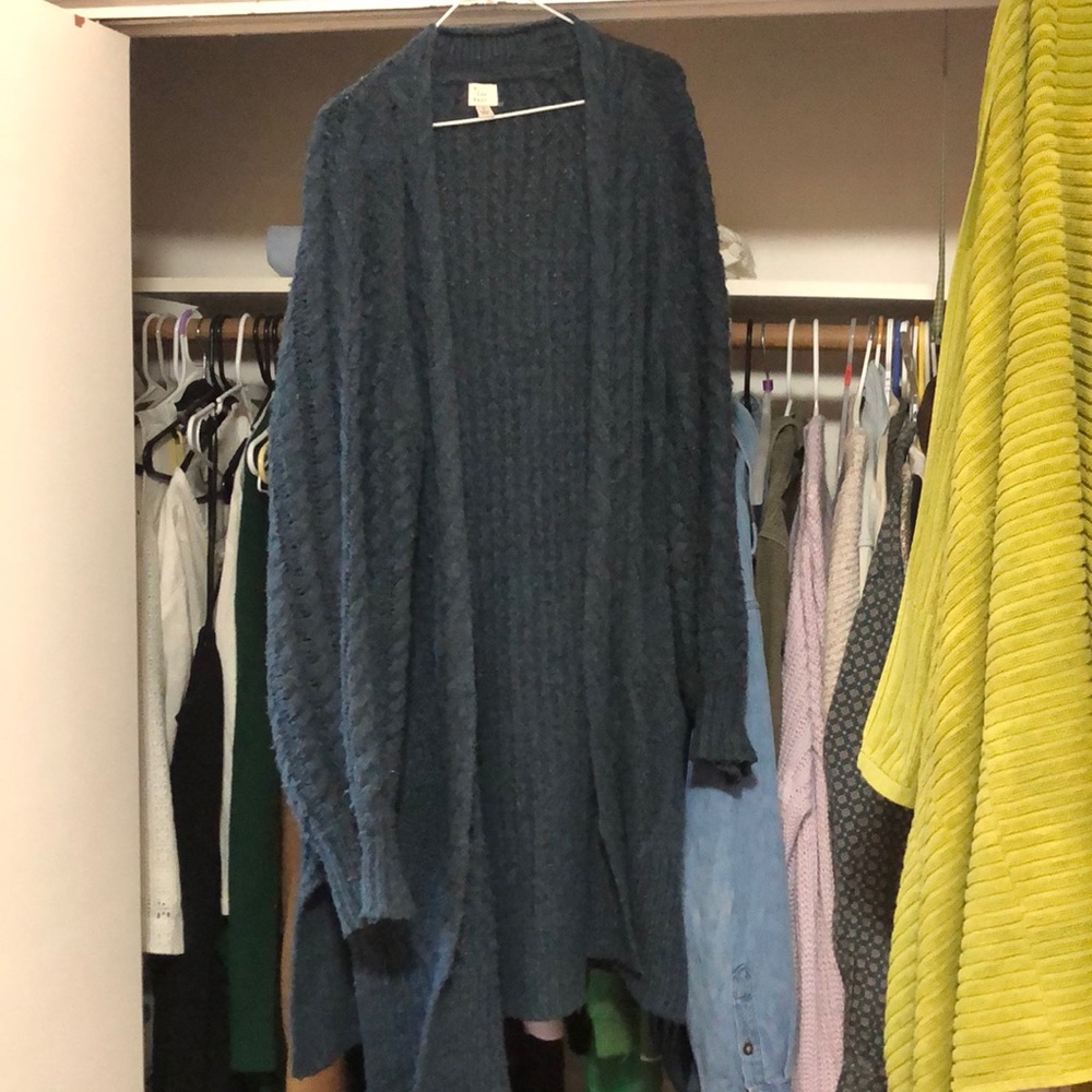 Long blue sweater